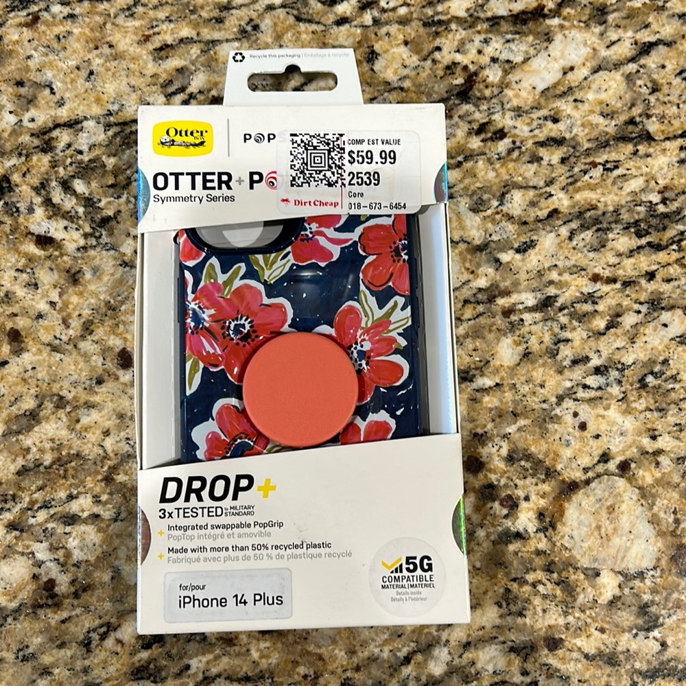 NWT Otter Pop popsockets Otterbox iPhone 14 plus case flowers